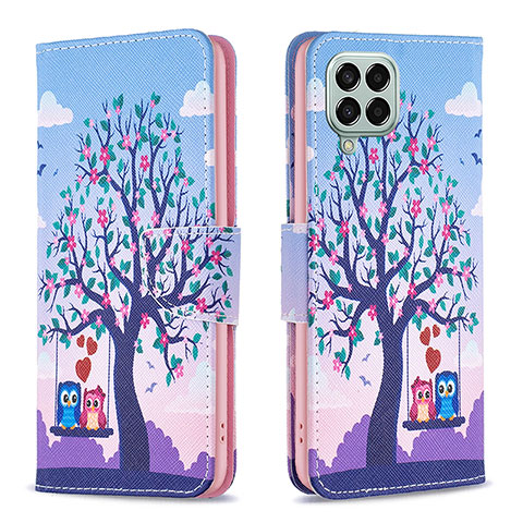 Coque Portefeuille Motif Fantaisie Livre Cuir Etui Clapet B03F pour Samsung Galaxy M33 5G Violet Clair