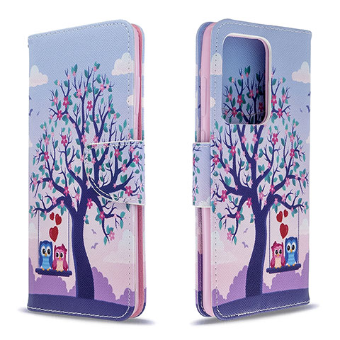 Coque Portefeuille Motif Fantaisie Livre Cuir Etui Clapet B03F pour Samsung Galaxy S20 Plus 5G Violet Clair