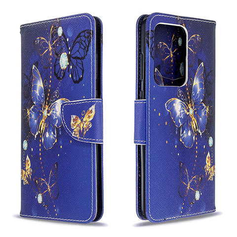 Coque Portefeuille Motif Fantaisie Livre Cuir Etui Clapet B03F pour Samsung Galaxy S20 Plus Bleu Royal