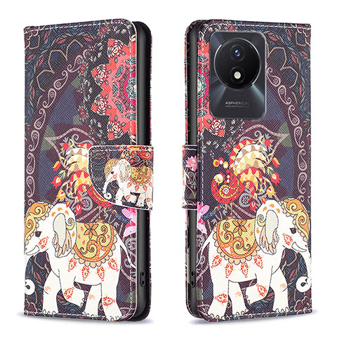 Coque Portefeuille Motif Fantaisie Livre Cuir Etui Clapet B03F pour Vivo Y11 (2023) Marron