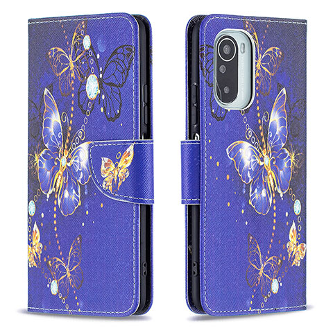 Coque Portefeuille Motif Fantaisie Livre Cuir Etui Clapet B03F pour Xiaomi Mi 11i 5G Bleu Royal