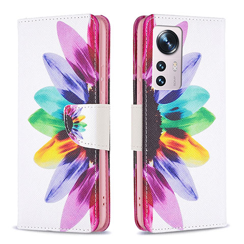 Coque Portefeuille Motif Fantaisie Livre Cuir Etui Clapet B03F pour Xiaomi Mi 12S 5G Rose Rouge