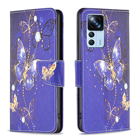 Coque Portefeuille Motif Fantaisie Livre Cuir Etui Clapet B03F pour Xiaomi Mi 12T 5G Bleu Royal