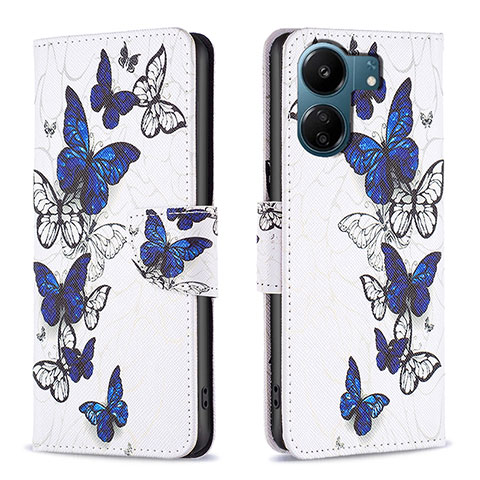 Coque Portefeuille Motif Fantaisie Livre Cuir Etui Clapet B03F pour Xiaomi Poco C65 Bleu