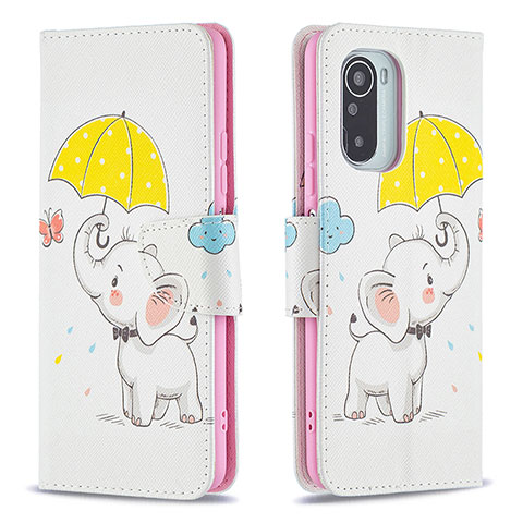 Coque Portefeuille Motif Fantaisie Livre Cuir Etui Clapet B03F pour Xiaomi Poco F3 5G Jaune