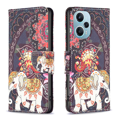 Coque Portefeuille Motif Fantaisie Livre Cuir Etui Clapet B03F pour Xiaomi Poco F5 5G Marron