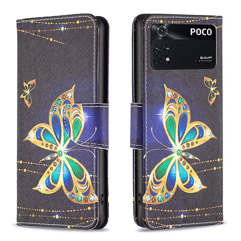 Coque Portefeuille Motif Fantaisie Livre Cuir Etui Clapet B03F pour Xiaomi Poco M4 Pro 4G Noir