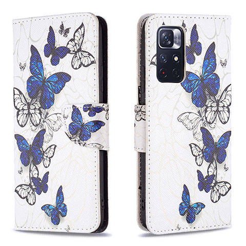 Coque Portefeuille Motif Fantaisie Livre Cuir Etui Clapet B03F pour Xiaomi Poco M4 Pro 5G Bleu