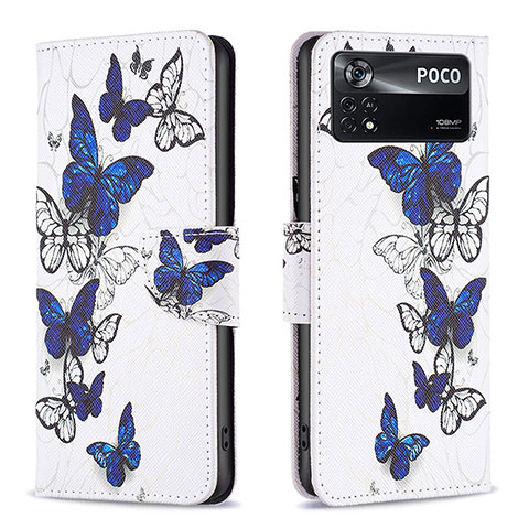 Coque Portefeuille Motif Fantaisie Livre Cuir Etui Clapet B03F pour Xiaomi Poco X4 Pro 5G Bleu