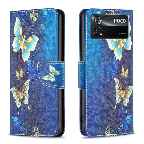 Coque Portefeuille Motif Fantaisie Livre Cuir Etui Clapet B03F pour Xiaomi Poco X4 Pro 5G Bleu Ciel