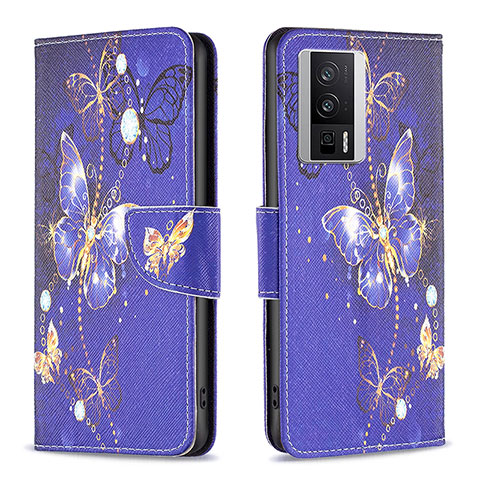 Coque Portefeuille Motif Fantaisie Livre Cuir Etui Clapet B03F pour Xiaomi Redmi K60 Pro 5G Bleu Royal