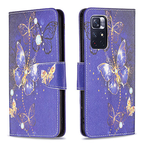 Coque Portefeuille Motif Fantaisie Livre Cuir Etui Clapet B03F pour Xiaomi Redmi Note 11 5G Bleu Royal