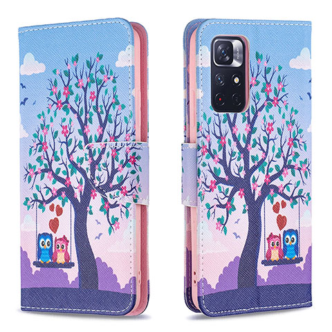 Coque Portefeuille Motif Fantaisie Livre Cuir Etui Clapet B03F pour Xiaomi Redmi Note 11 5G Violet Clair