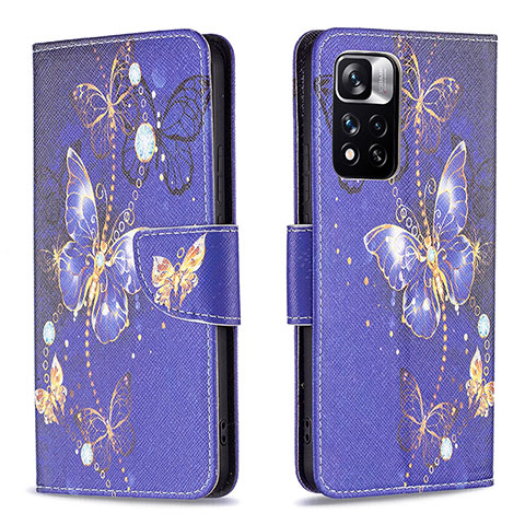 Coque Portefeuille Motif Fantaisie Livre Cuir Etui Clapet B03F pour Xiaomi Redmi Note 11 Pro+ Plus 5G Bleu Royal