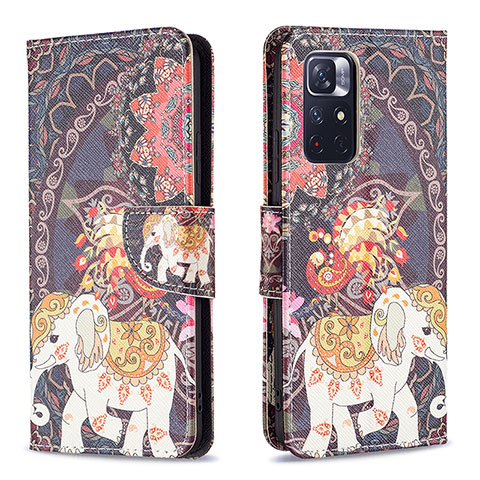 Coque Portefeuille Motif Fantaisie Livre Cuir Etui Clapet B03F pour Xiaomi Redmi Note 11S 5G Marron