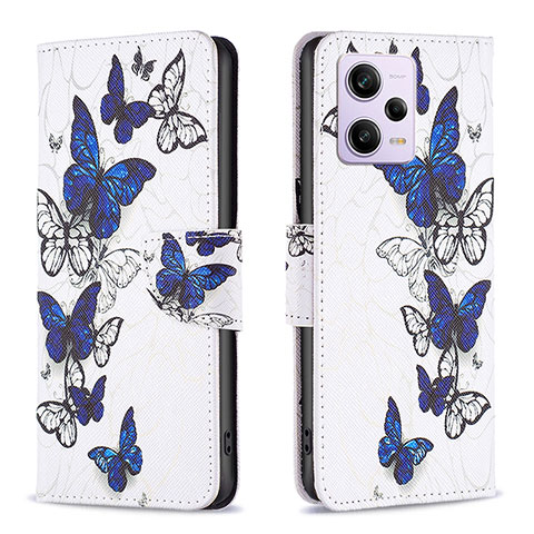 Coque Portefeuille Motif Fantaisie Livre Cuir Etui Clapet B03F pour Xiaomi Redmi Note 12 Explorer Bleu