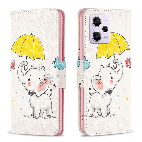 Coque Portefeuille Motif Fantaisie Livre Cuir Etui Clapet B03F pour Xiaomi Redmi Note 12 Pro 5G Jaune