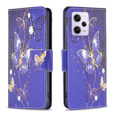 Coque Portefeuille Motif Fantaisie Livre Cuir Etui Clapet B03F pour Xiaomi Redmi Note 12 Pro+ Plus 5G Bleu Royal