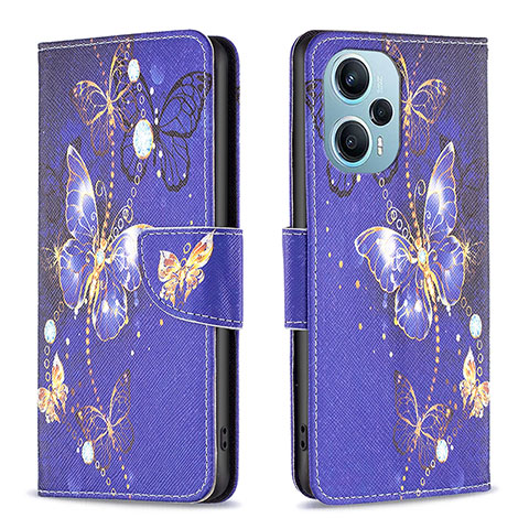 Coque Portefeuille Motif Fantaisie Livre Cuir Etui Clapet B03F pour Xiaomi Redmi Note 12 Turbo 5G Bleu