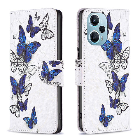 Coque Portefeuille Motif Fantaisie Livre Cuir Etui Clapet B03F pour Xiaomi Redmi Note 12 Turbo 5G Bleu Royal