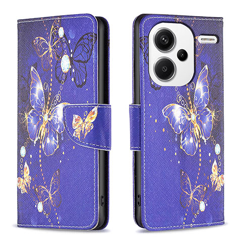 Coque Portefeuille Motif Fantaisie Livre Cuir Etui Clapet B03F pour Xiaomi Redmi Note 13 Pro+ Plus 5G Bleu Royal