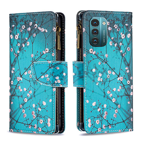 Coque Portefeuille Motif Fantaisie Livre Cuir Etui Clapet B04F pour Nokia G11 Cyan