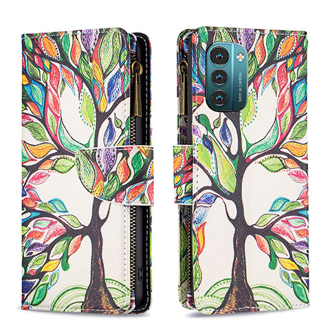 Coque Portefeuille Motif Fantaisie Livre Cuir Etui Clapet B04F pour Nokia G21 Vert