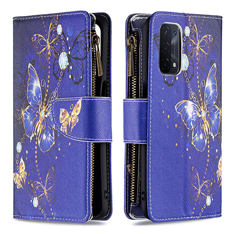 Coque Portefeuille Motif Fantaisie Livre Cuir Etui Clapet B04F pour Oppo A54 5G Bleu Royal