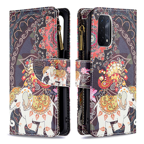 Coque Portefeuille Motif Fantaisie Livre Cuir Etui Clapet B04F pour Oppo A54 5G Marron