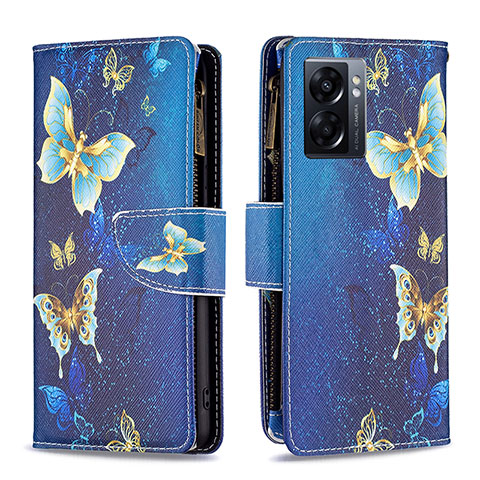 Coque Portefeuille Motif Fantaisie Livre Cuir Etui Clapet B04F pour Oppo A57 5G Bleu