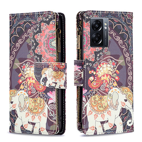 Coque Portefeuille Motif Fantaisie Livre Cuir Etui Clapet B04F pour Oppo A57 5G Marron