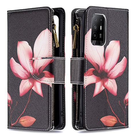 Coque Portefeuille Motif Fantaisie Livre Cuir Etui Clapet B04F pour Oppo A95 5G Rouge