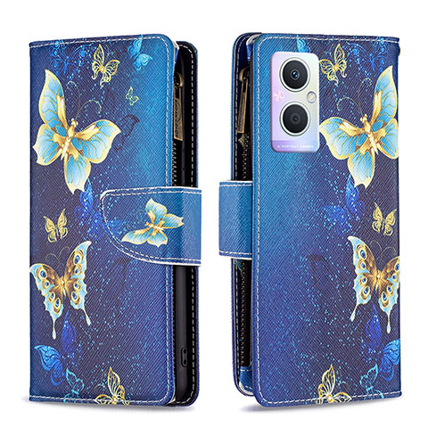 Coque Portefeuille Motif Fantaisie Livre Cuir Etui Clapet B04F pour Oppo A96 5G Bleu