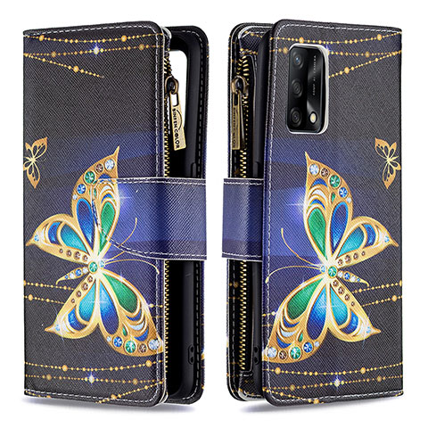 Coque Portefeuille Motif Fantaisie Livre Cuir Etui Clapet B04F pour Oppo F19 Noir