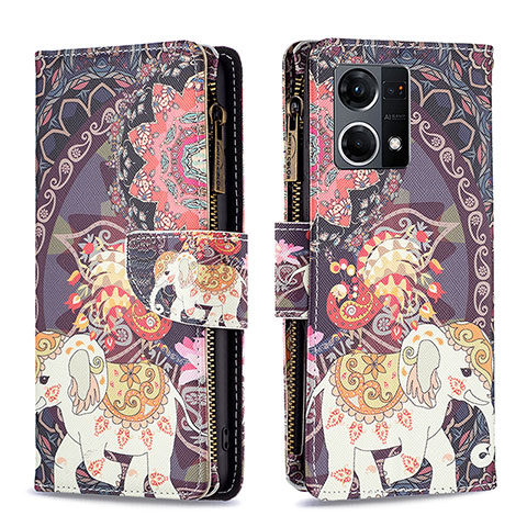 Coque Portefeuille Motif Fantaisie Livre Cuir Etui Clapet B04F pour Oppo F21 Pro 4G Marron