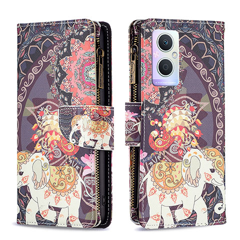 Coque Portefeuille Motif Fantaisie Livre Cuir Etui Clapet B04F pour Oppo F21s Pro 5G Marron