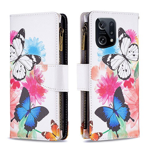 Coque Portefeuille Motif Fantaisie Livre Cuir Etui Clapet B04F pour Oppo Find X5 5G Colorful