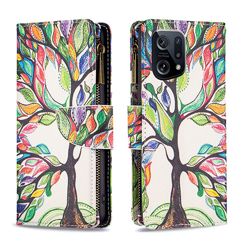 Coque Portefeuille Motif Fantaisie Livre Cuir Etui Clapet B04F pour Oppo Find X5 5G Vert