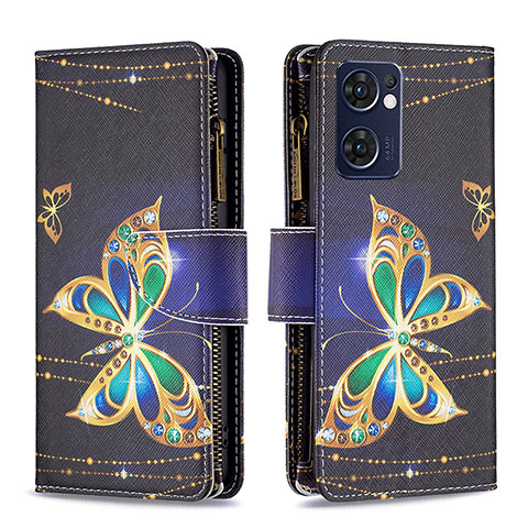 Coque Portefeuille Motif Fantaisie Livre Cuir Etui Clapet B04F pour Oppo Find X5 Lite 5G Noir