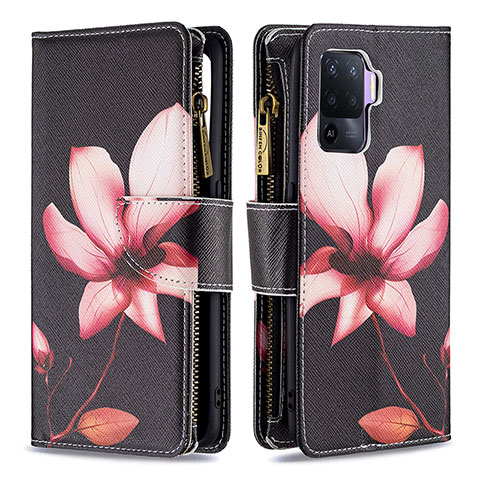 Coque Portefeuille Motif Fantaisie Livre Cuir Etui Clapet B04F pour Oppo Reno5 F Rouge