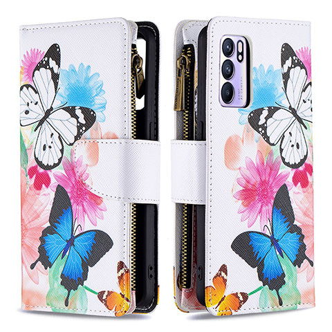 Coque Portefeuille Motif Fantaisie Livre Cuir Etui Clapet B04F pour Oppo Reno6 5G Colorful