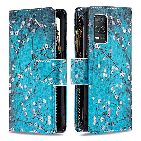 Coque Portefeuille Motif Fantaisie Livre Cuir Etui Clapet B04F pour Realme 8 5G Cyan