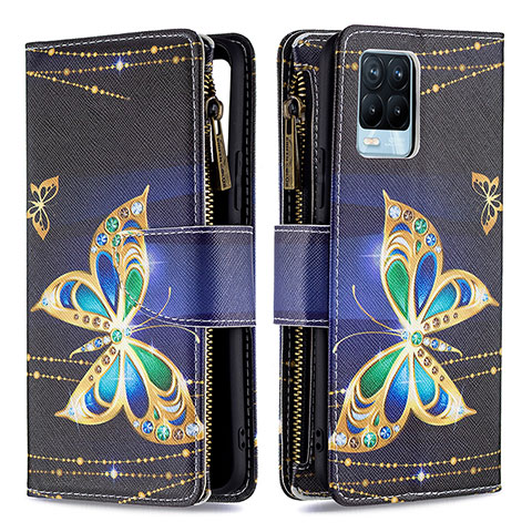 Coque Portefeuille Motif Fantaisie Livre Cuir Etui Clapet B04F pour Realme 8 Pro Noir