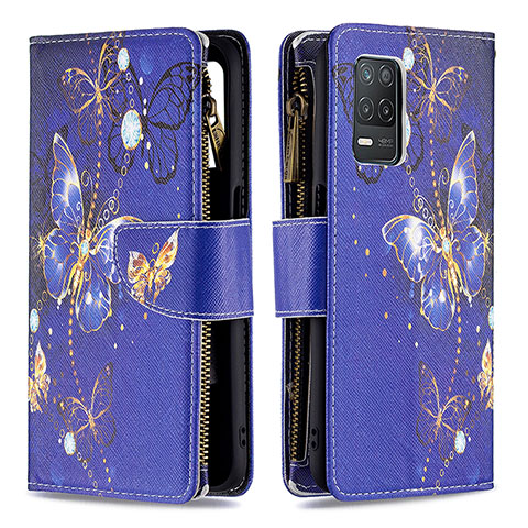 Coque Portefeuille Motif Fantaisie Livre Cuir Etui Clapet B04F pour Realme 8s 5G Bleu Royal