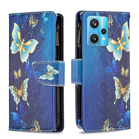 Coque Portefeuille Motif Fantaisie Livre Cuir Etui Clapet B04F pour Realme 9 4G Bleu