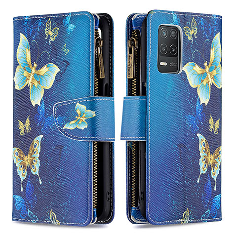 Coque Portefeuille Motif Fantaisie Livre Cuir Etui Clapet B04F pour Realme 9 5G India Bleu