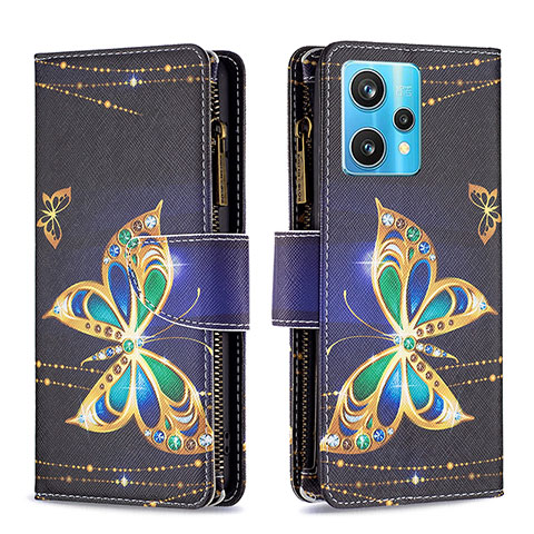 Coque Portefeuille Motif Fantaisie Livre Cuir Etui Clapet B04F pour Realme 9 Pro+ Plus 5G Noir