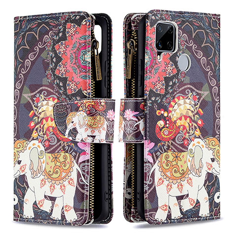 Coque Portefeuille Motif Fantaisie Livre Cuir Etui Clapet B04F pour Realme C12 Marron