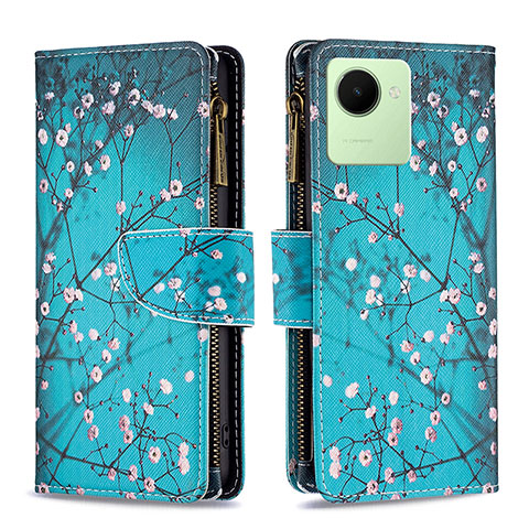 Coque Portefeuille Motif Fantaisie Livre Cuir Etui Clapet B04F pour Realme C30 Cyan