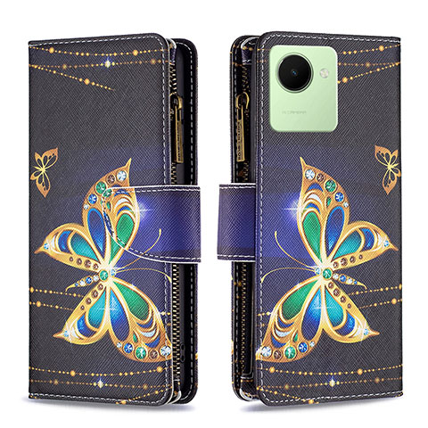 Coque Portefeuille Motif Fantaisie Livre Cuir Etui Clapet B04F pour Realme C30 Noir